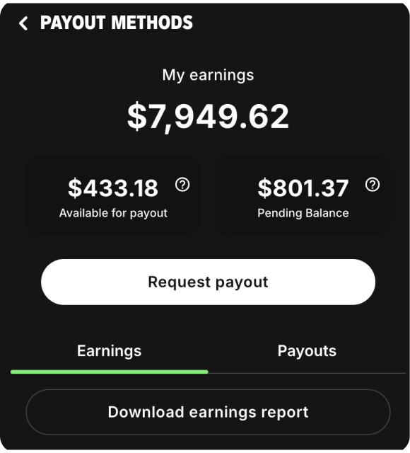 Fanvue earnings dashboard — $7,949.62