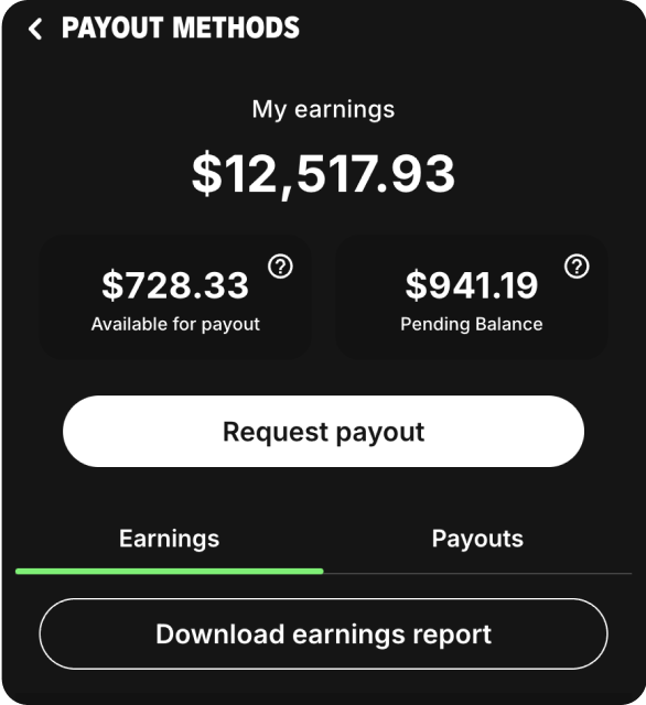 Fanvue earnings dashboard